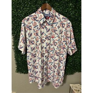 Dixxon Shirt The High Tight Mens Large Barber Blue Red White Short Sleeve